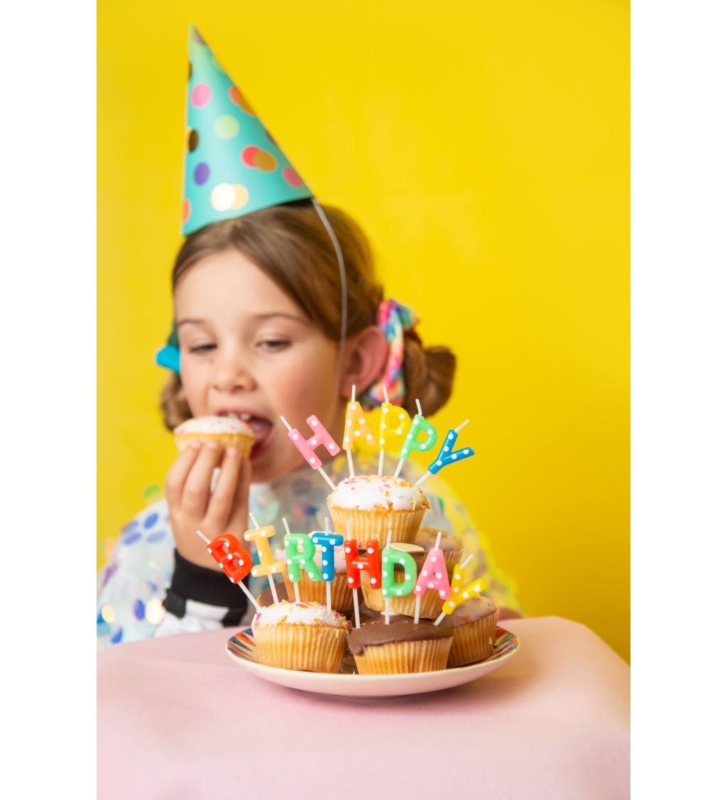 Sviečky Happy Birthday - farebné