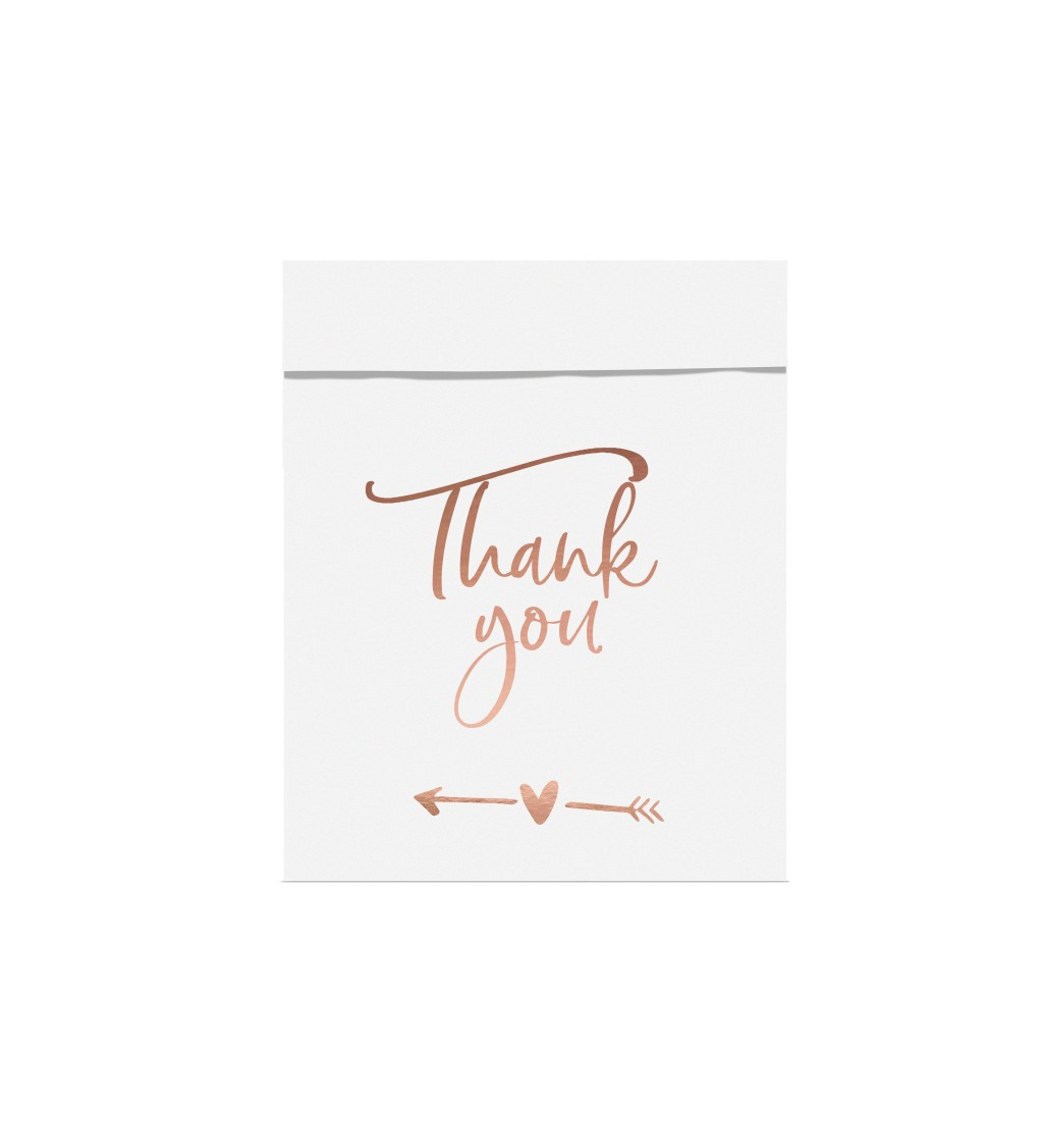 Papierové svadobné tašky Thank you - biele