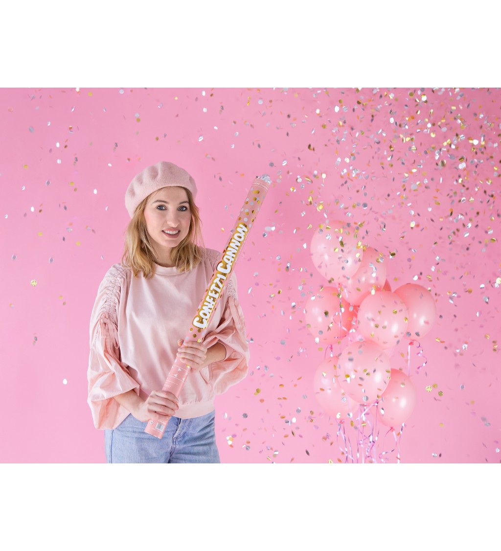 Vystreľovacie konfety - strieborné a zlaté kolieska, 80 cm