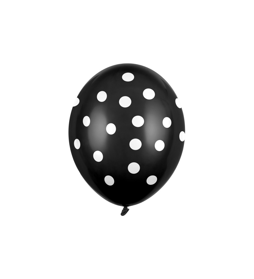 Latexové balónky strong pastelové čierne s bodkami 30 cm 6 ks