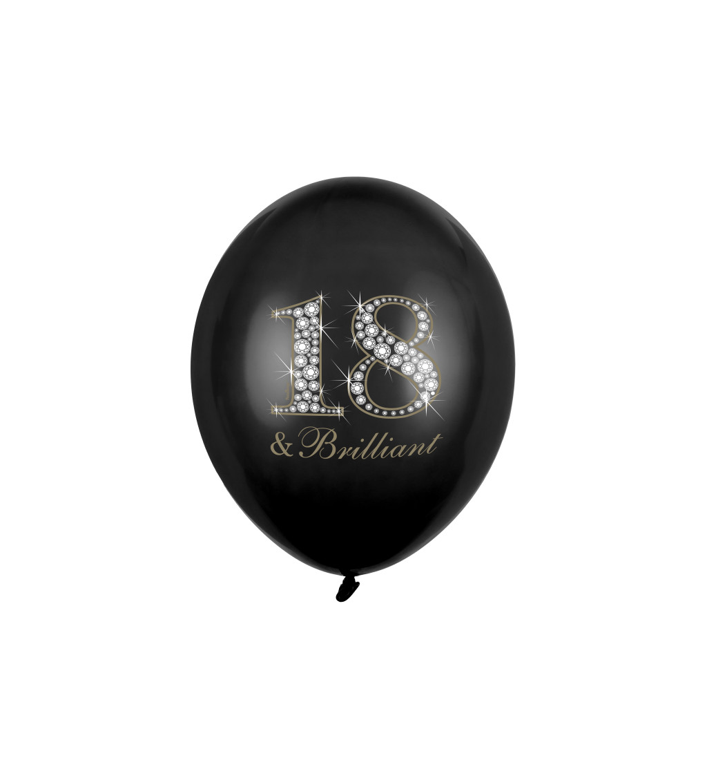 Latexové balóniky strong pastelové čierne 18th birthday 30 cm 50 ks