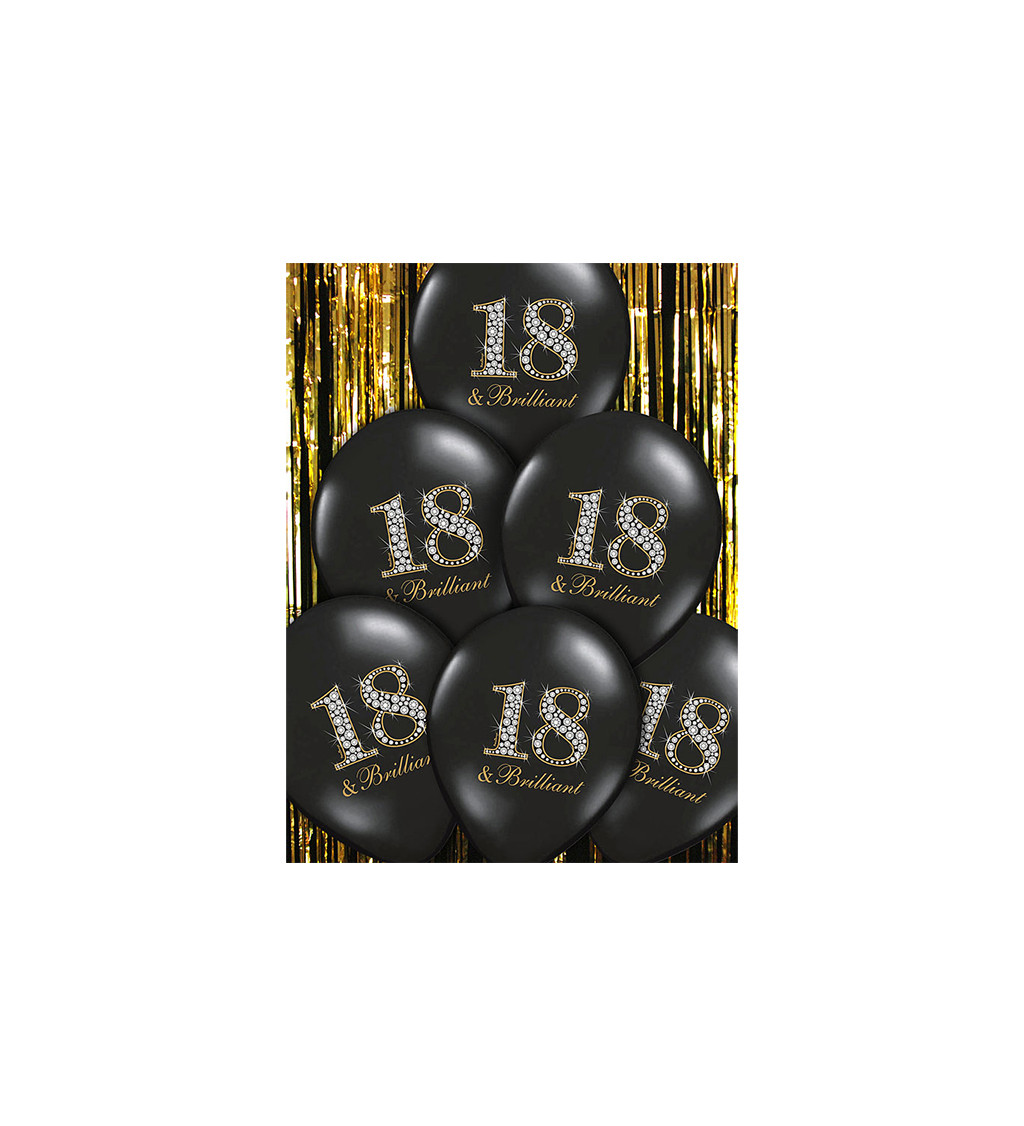 Latexové balóniky strong pastelové čierne 18th birthday 30 cm 50 ks