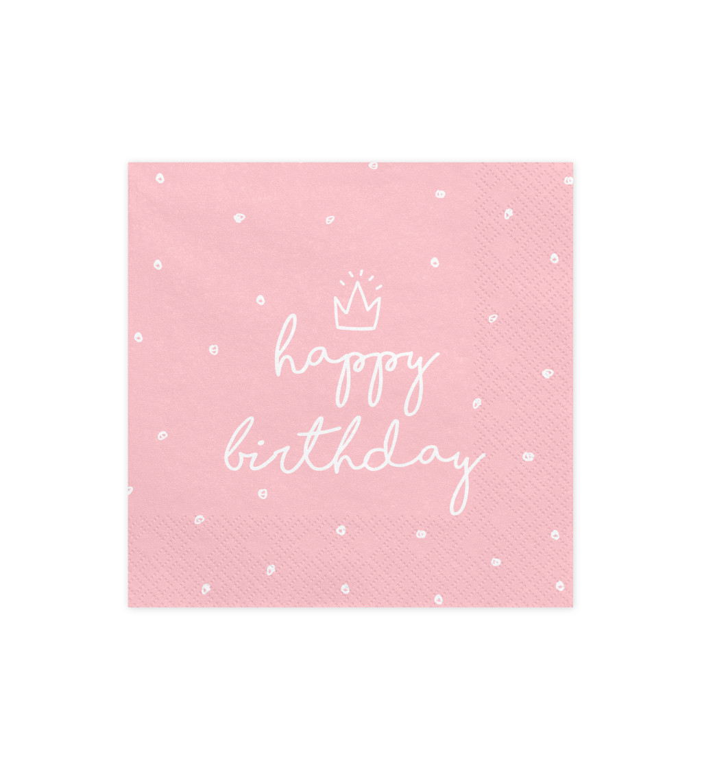 Ružové servítky happy birthday