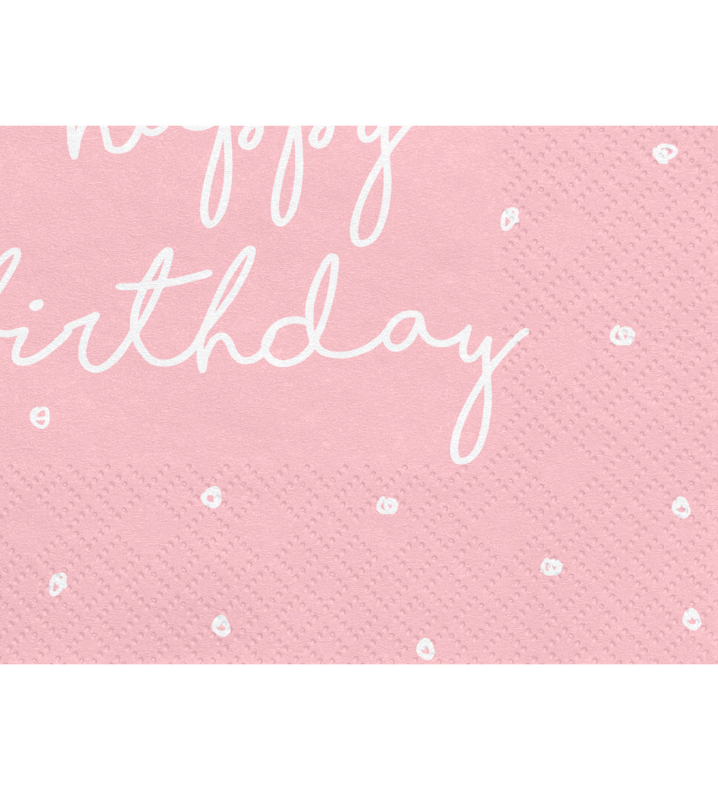 Ružové servítky happy birthday