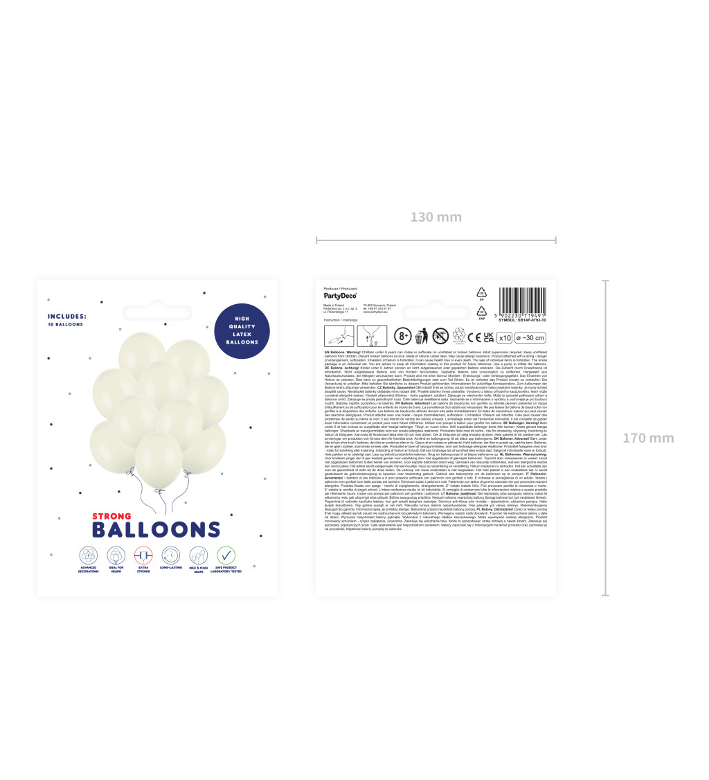 Latexové balóniky strong pastelové krémové 30 cm 10 ks