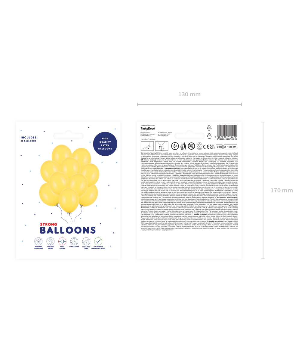 Latexové balóniky strong pastelové medovo žlté 30 cm 10 ks