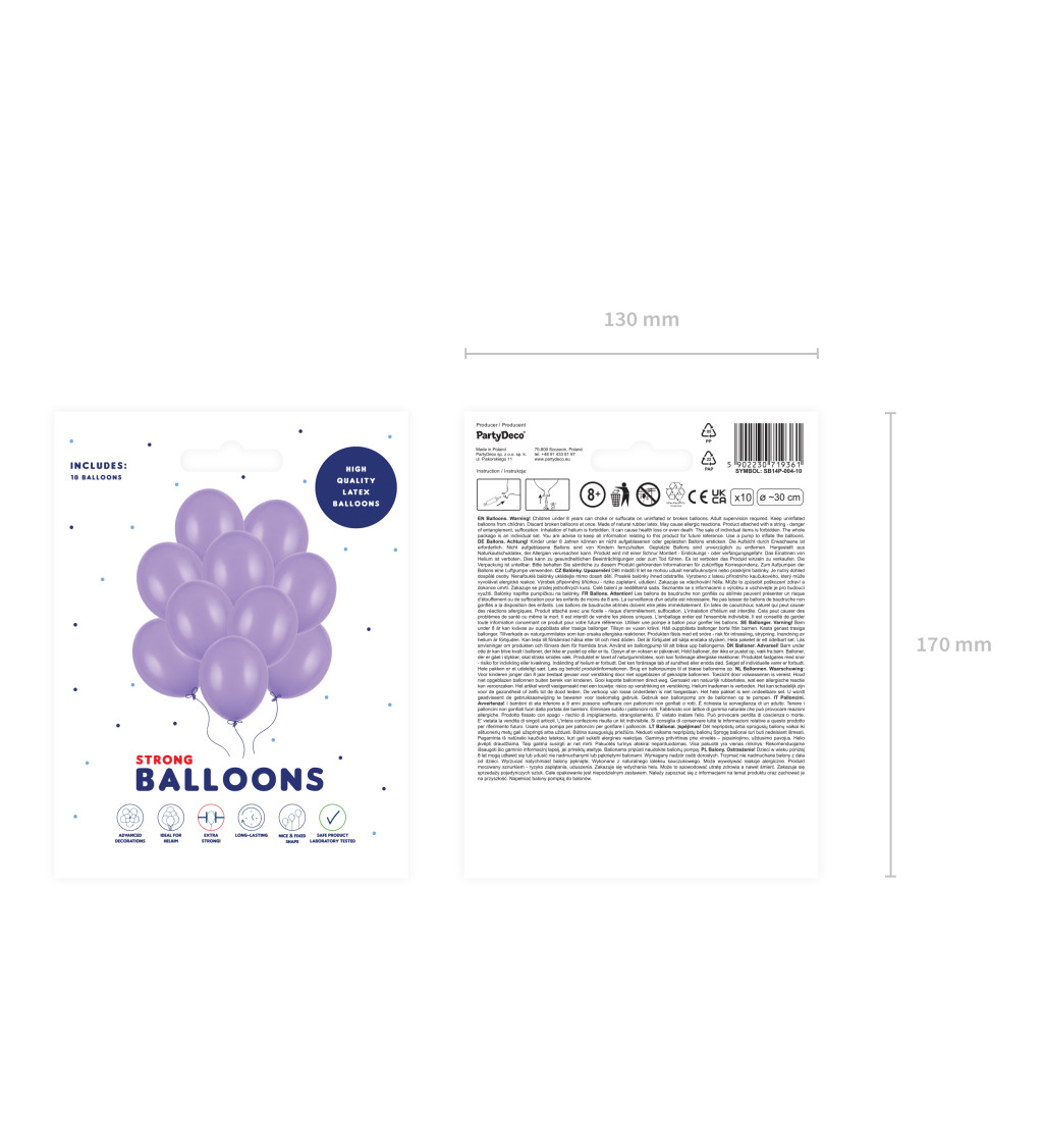 Latexové balóniky strong pastelové fialové 30 cm 10 ks