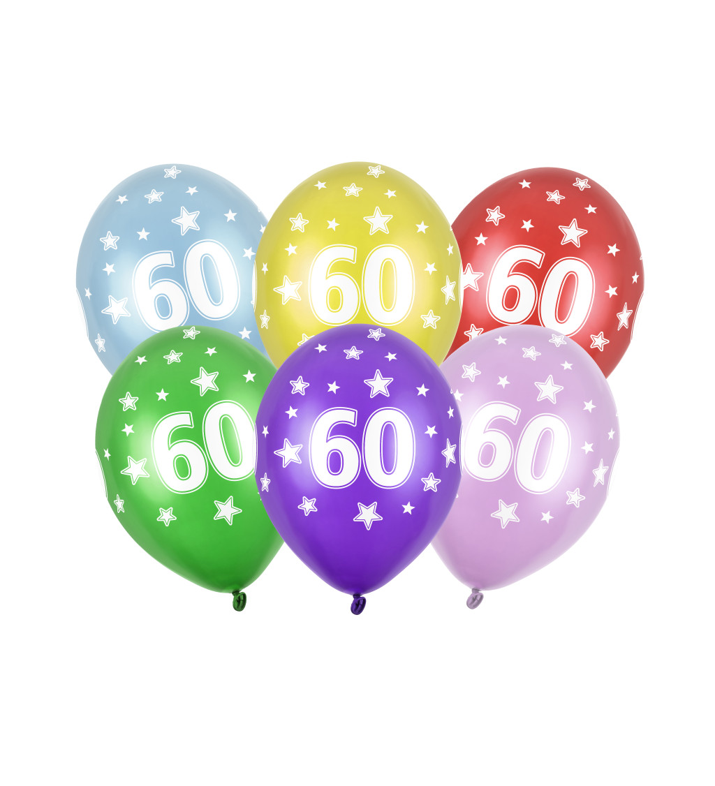 Latexové balóniky 30 cm číslo 60, mix, 6 ks
