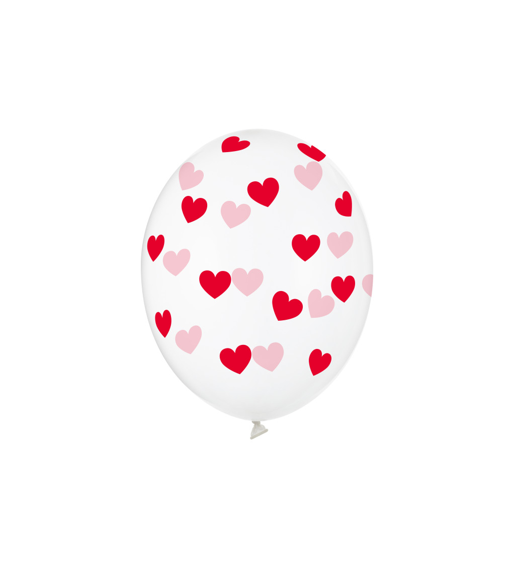 Latexové balóniky strong priehľadné červené srdce 30 cm 6 ks