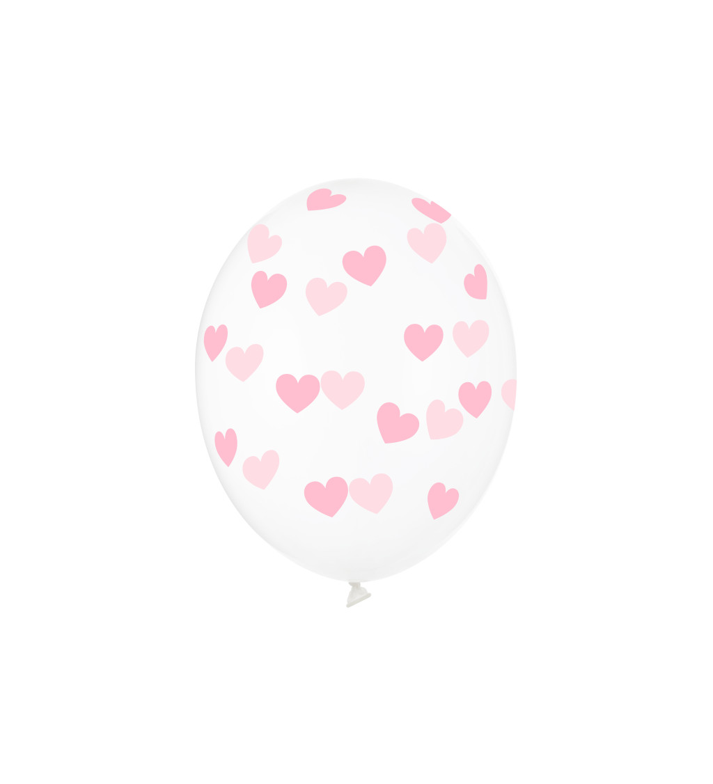 Latexové balóniky strong priehľadné ružové srdiečka 30 cm 6 ks