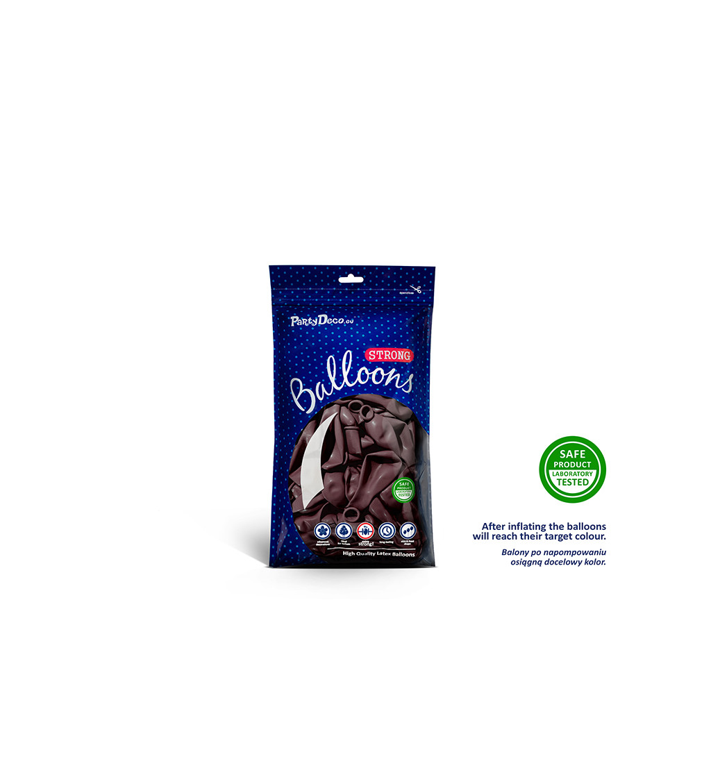 Latexové balóniky 12 cm metalické, gaštanové, 100 ks