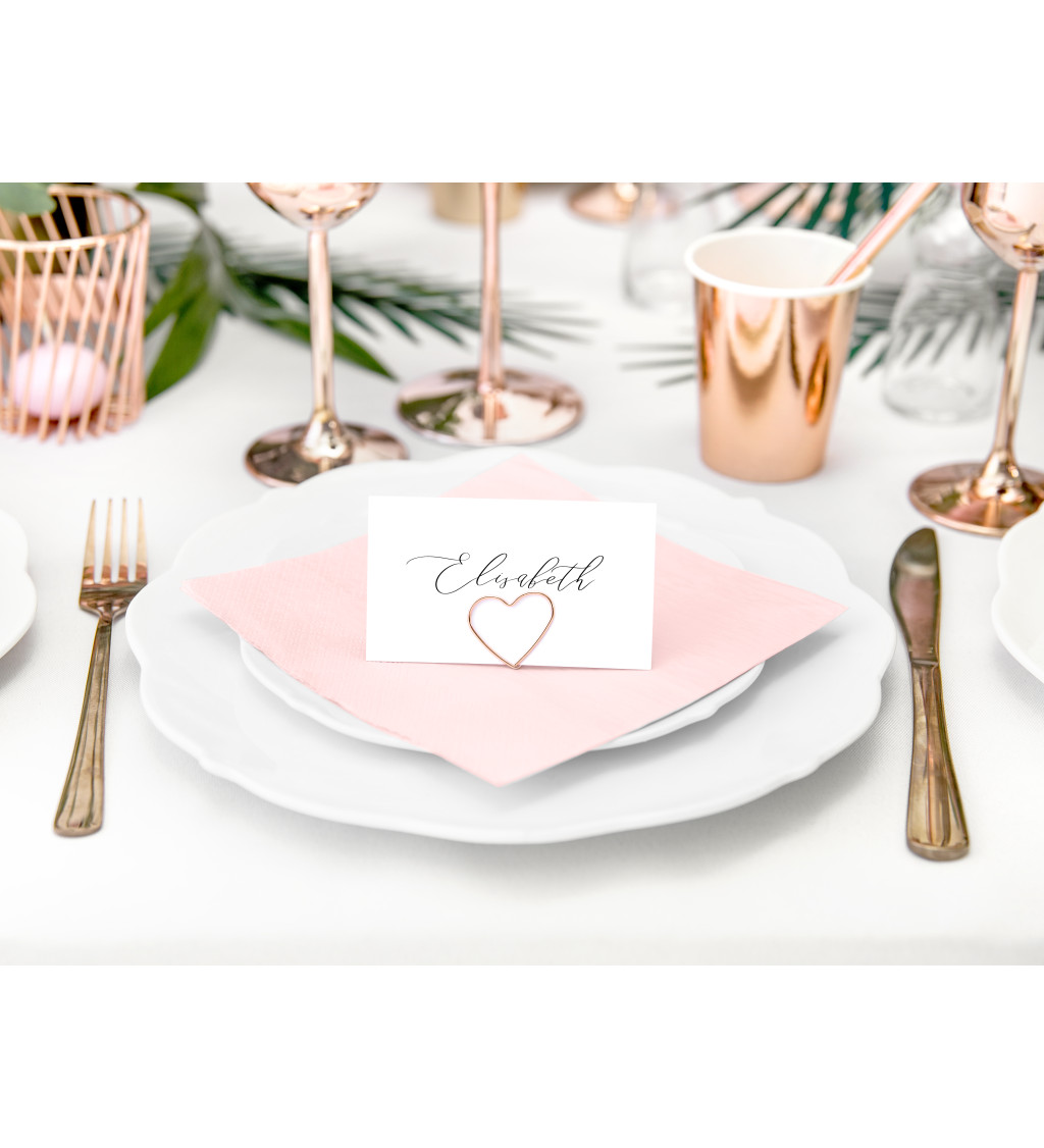 Držiak na menovku - rose gold srdiečka