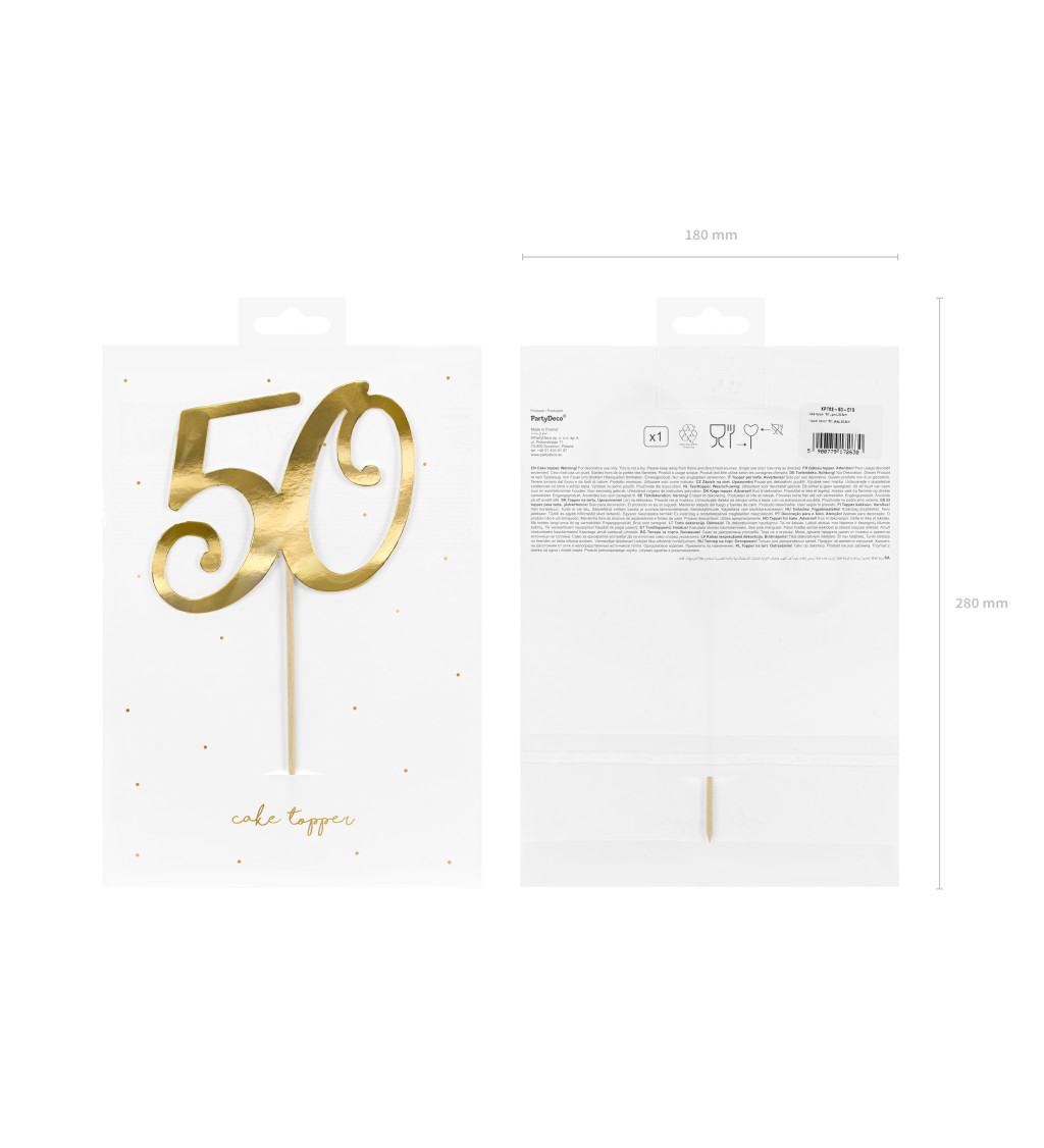 Zápich na tortu zlatý - 50