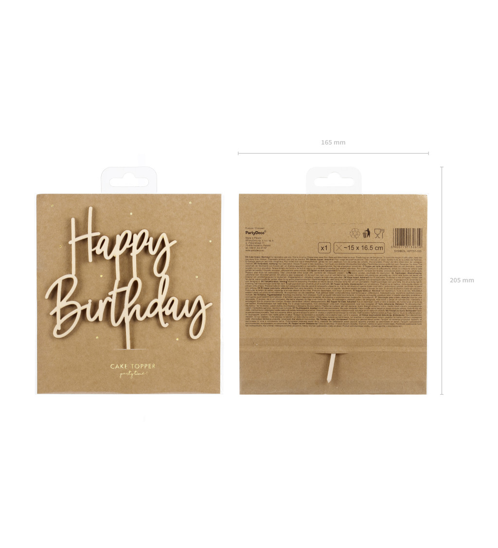 Drevený topper Happy Birthday