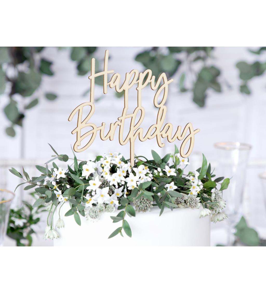 Drevený topper Happy Birthday