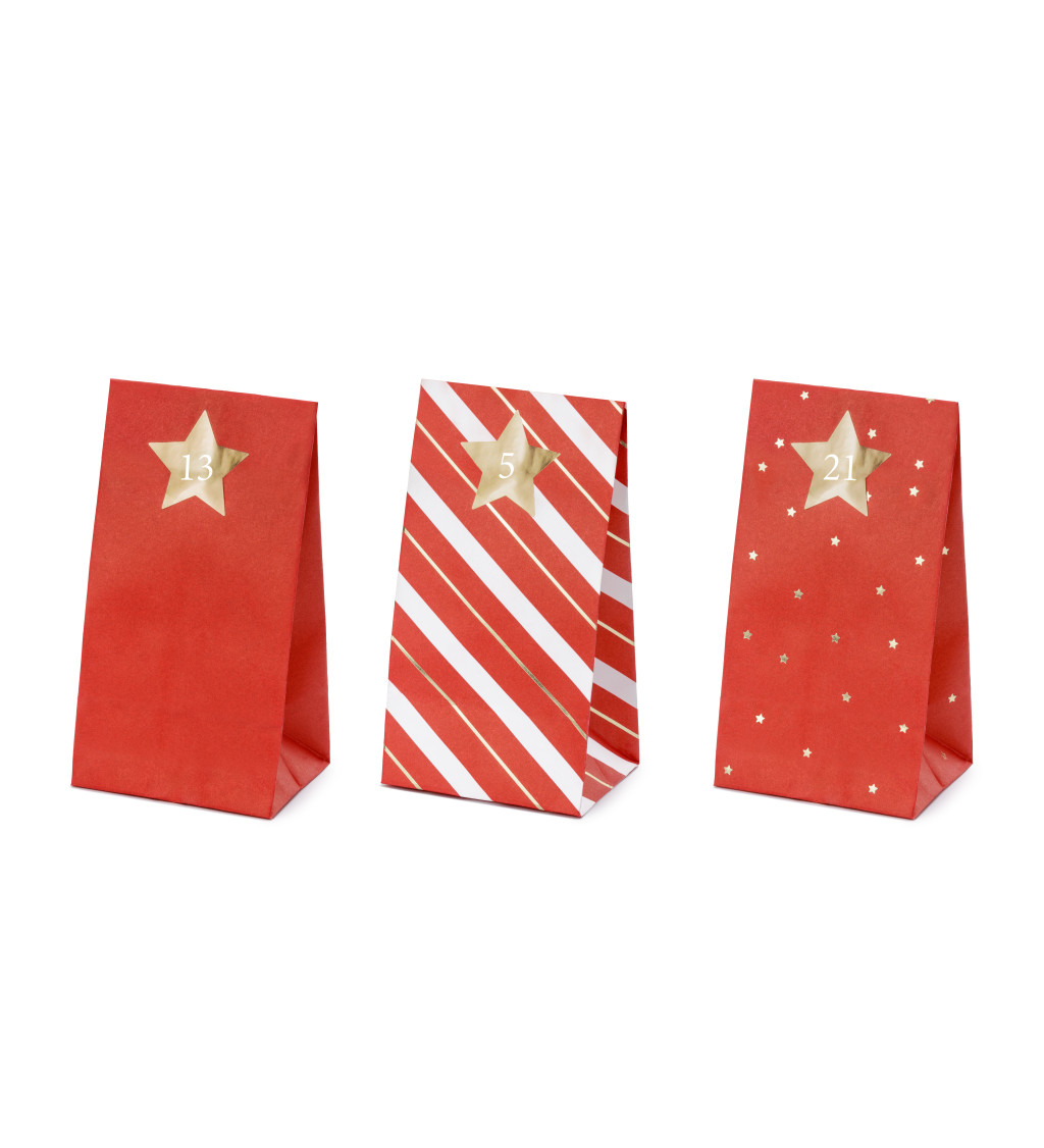 Adventný kalendár - červené sáčky