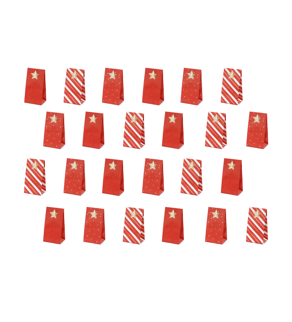Adventný kalendár - červené sáčky