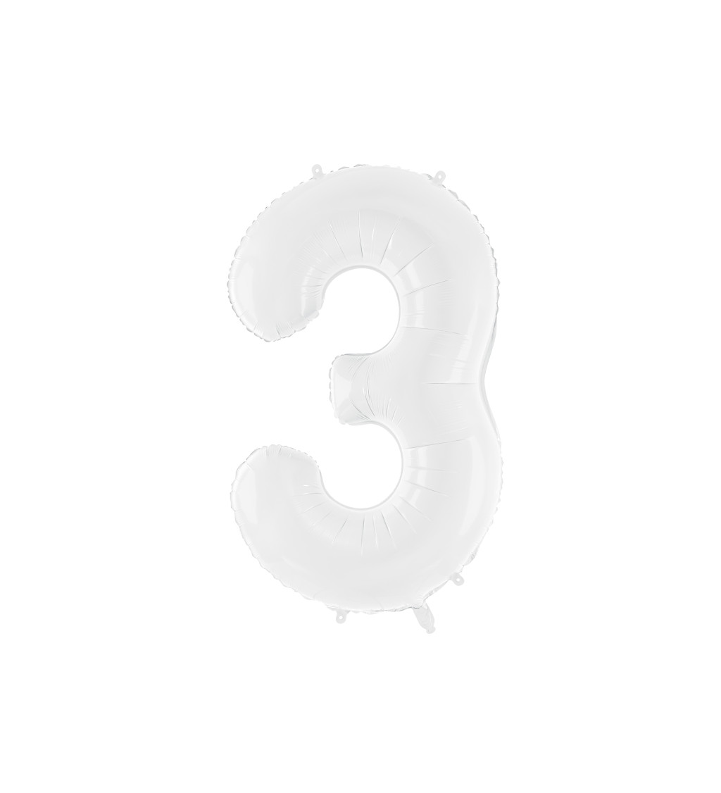 Fóliový balónik číslo 3 - biely