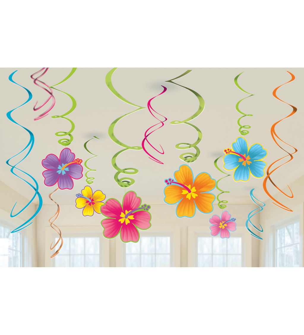 Dekoračné závesné špirály - kvetinky havaj