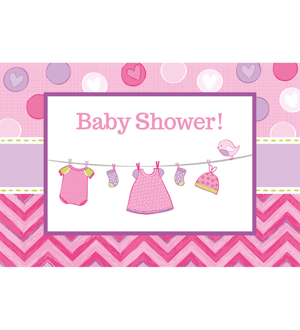 Pozvánky baby shower - ružové