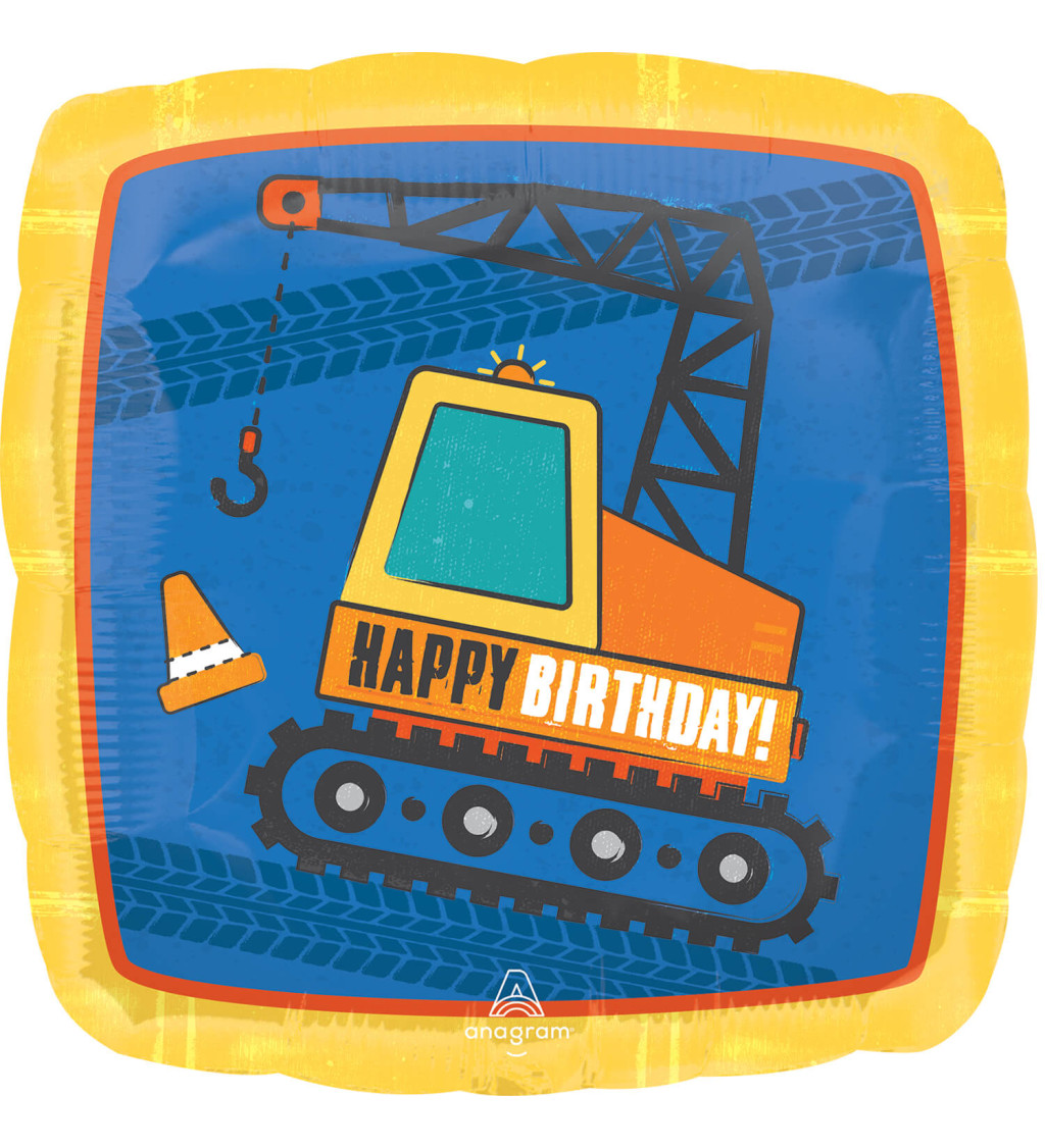 Fóliový balónik bagr Happy Birthday modrý