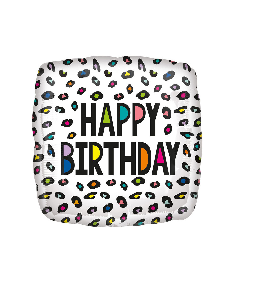 Fóliový balónik Happy Birthday biely