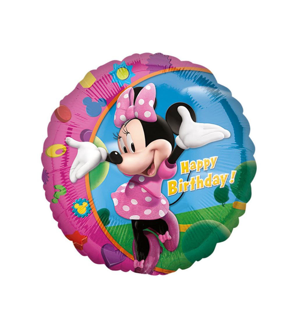 Okrúhly balónik Minnie Happy Birthday