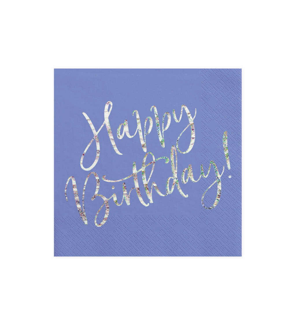 Modré obrúsky Happy Birthday