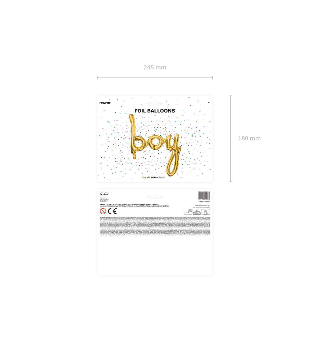 Fóliový balónik chlapček, zlatý