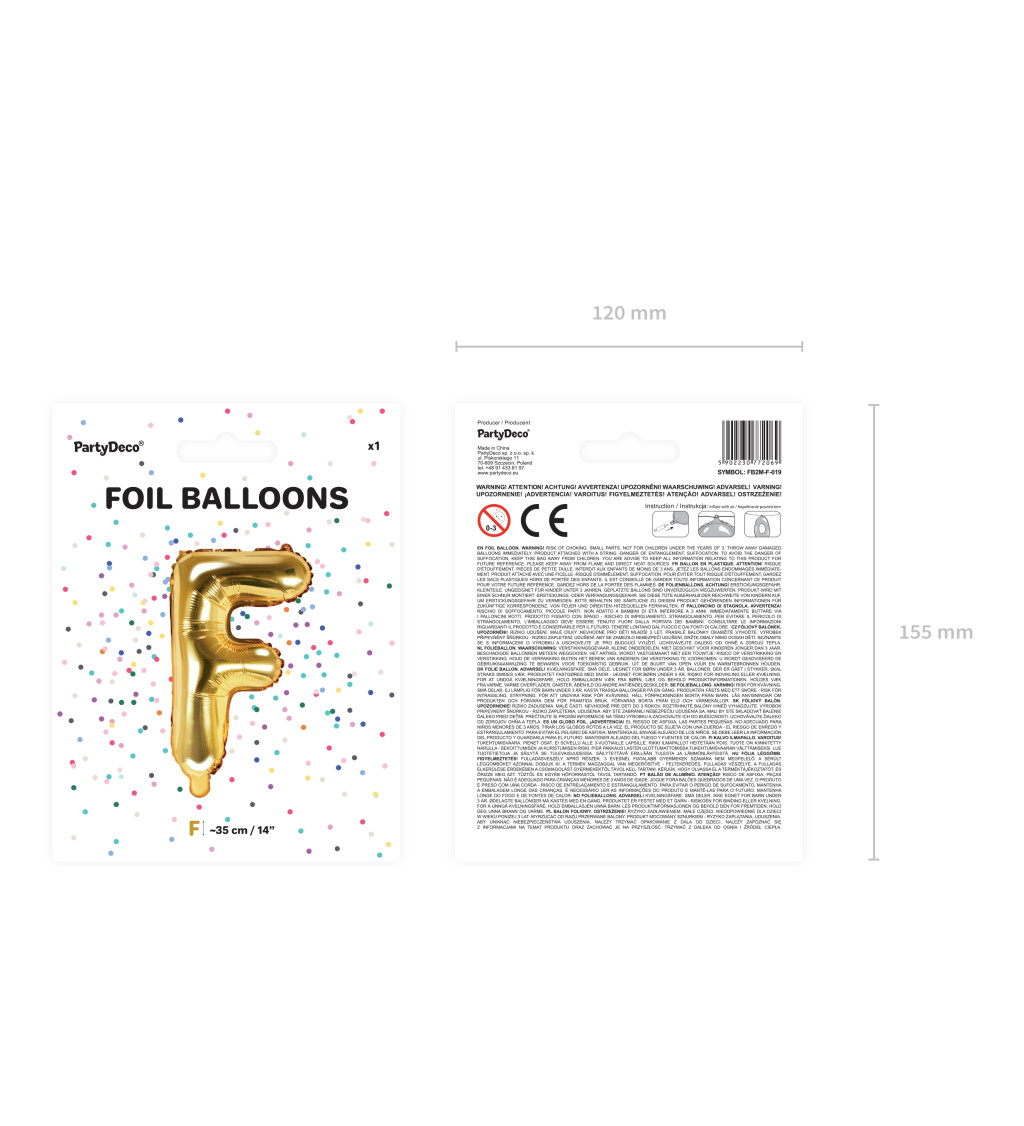 Fóliový balónik zlatý F