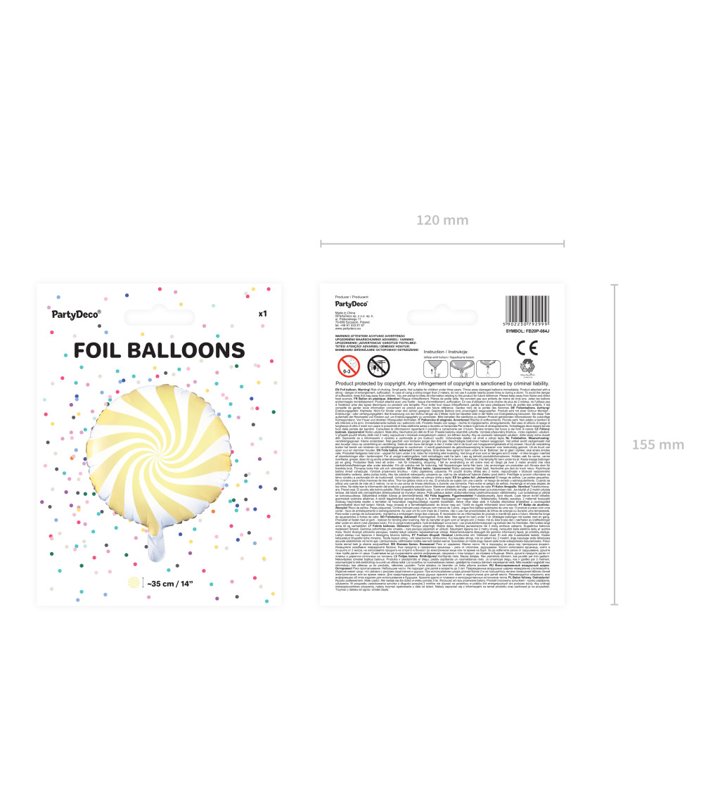 Fóliový balón pastelový Candy - žltý