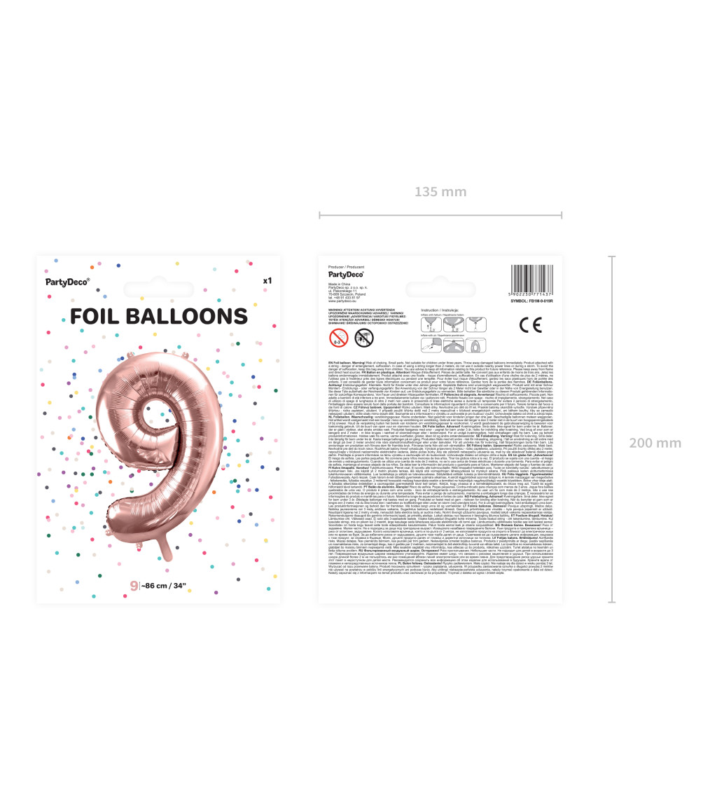 Fóliový balónik 9 rosegold
