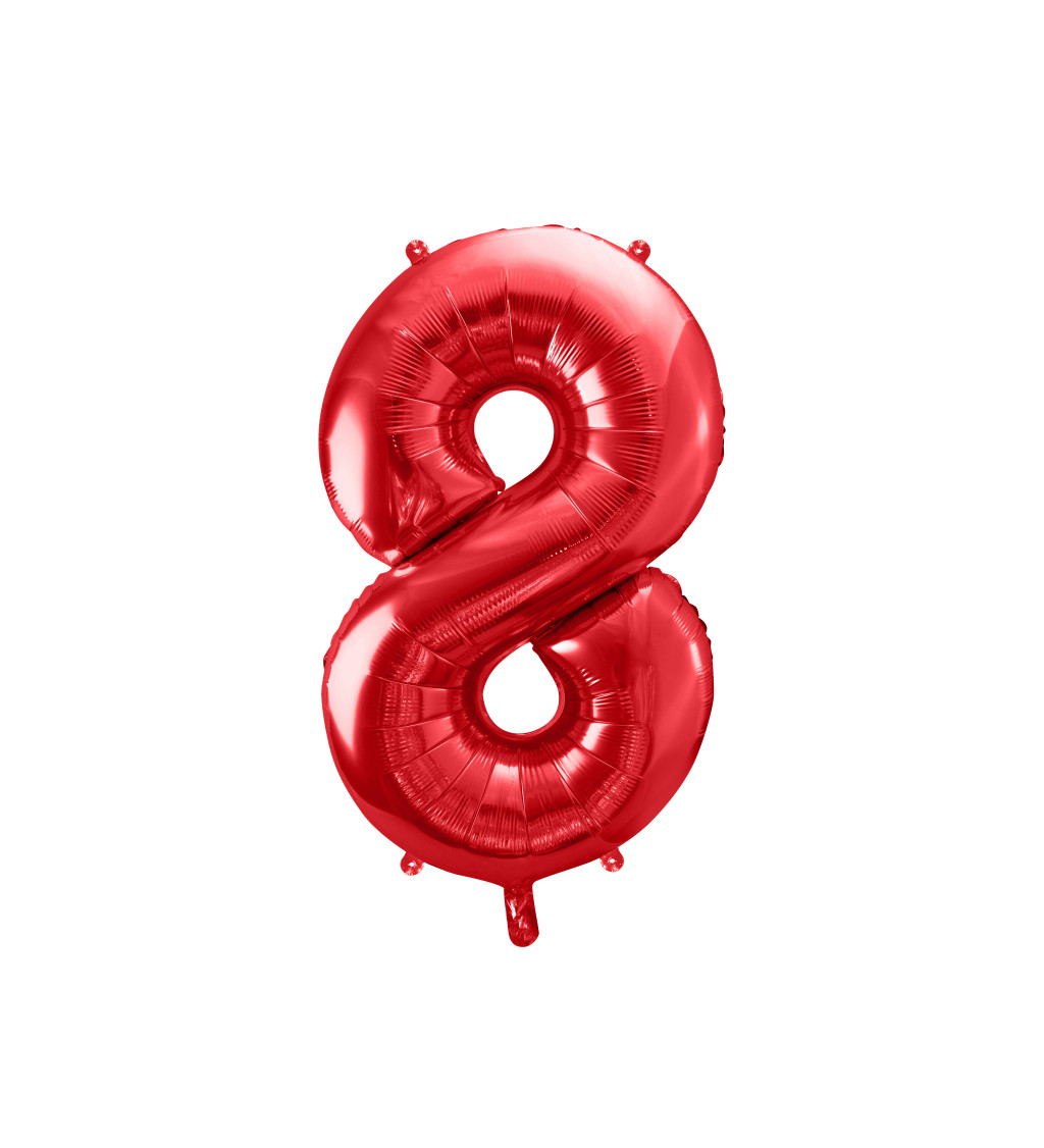 Fóliový balónik - číslo 8, červený