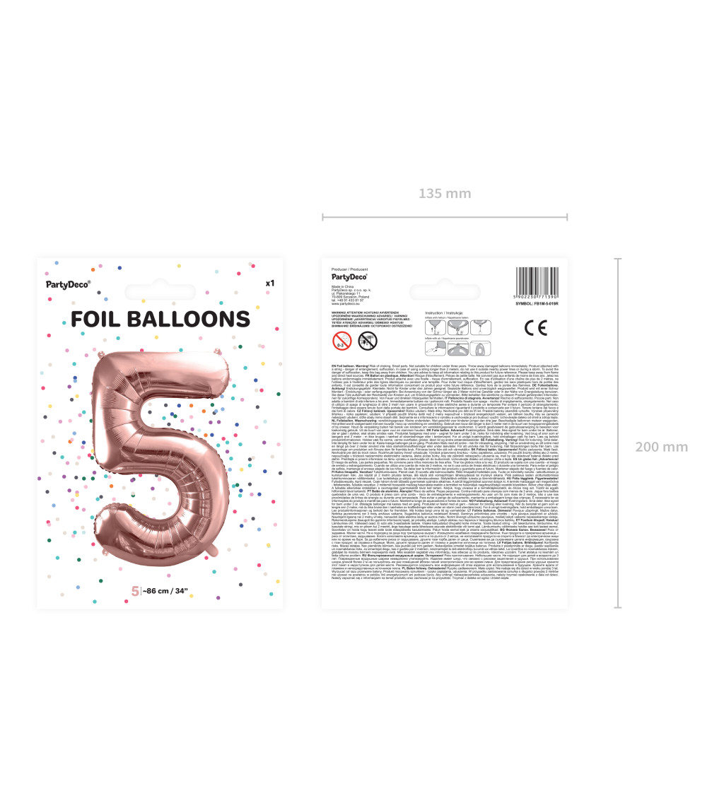 Fóliový balónik 5 rosegold
