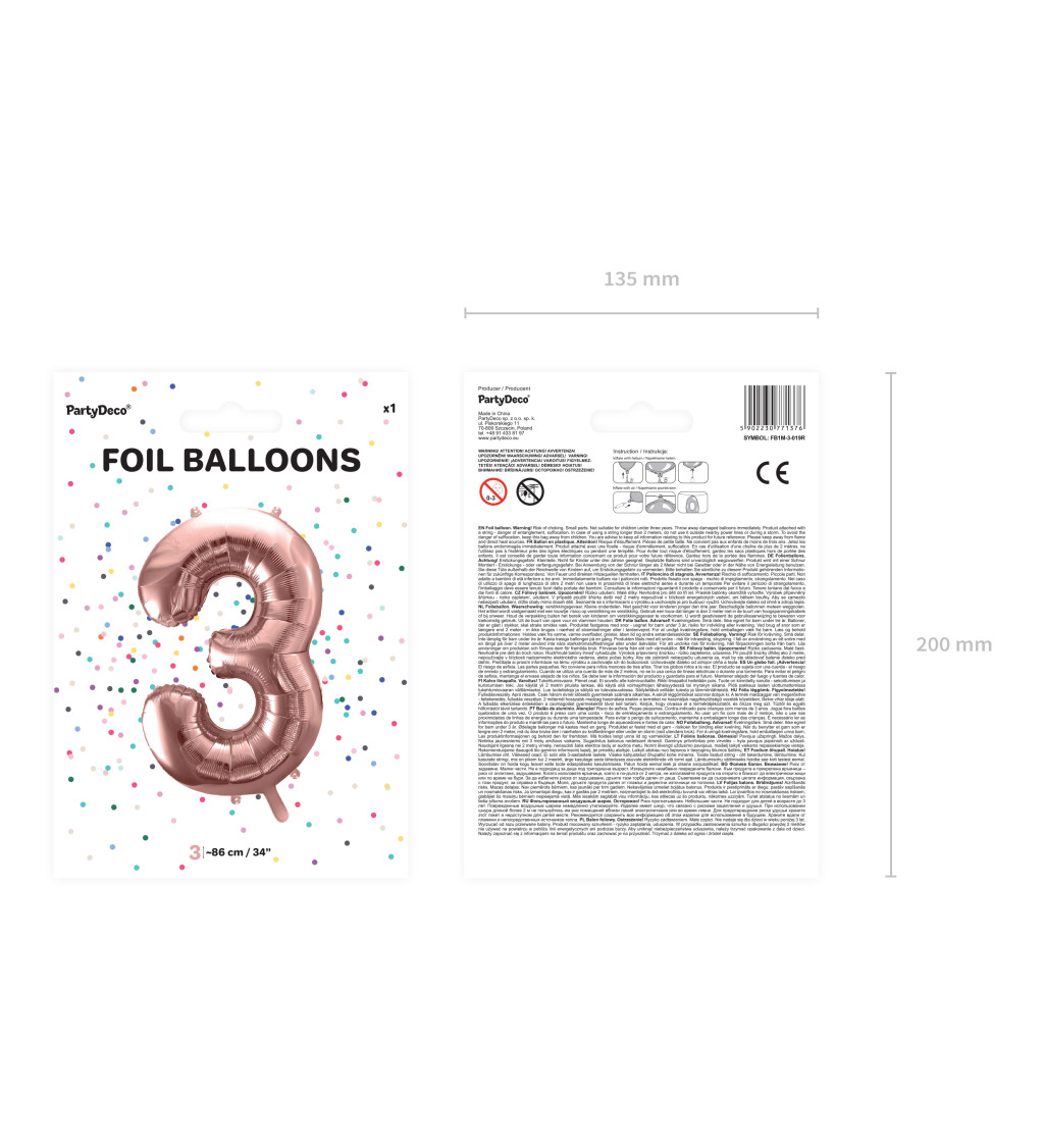Fóliový balónik 3 - rosegold