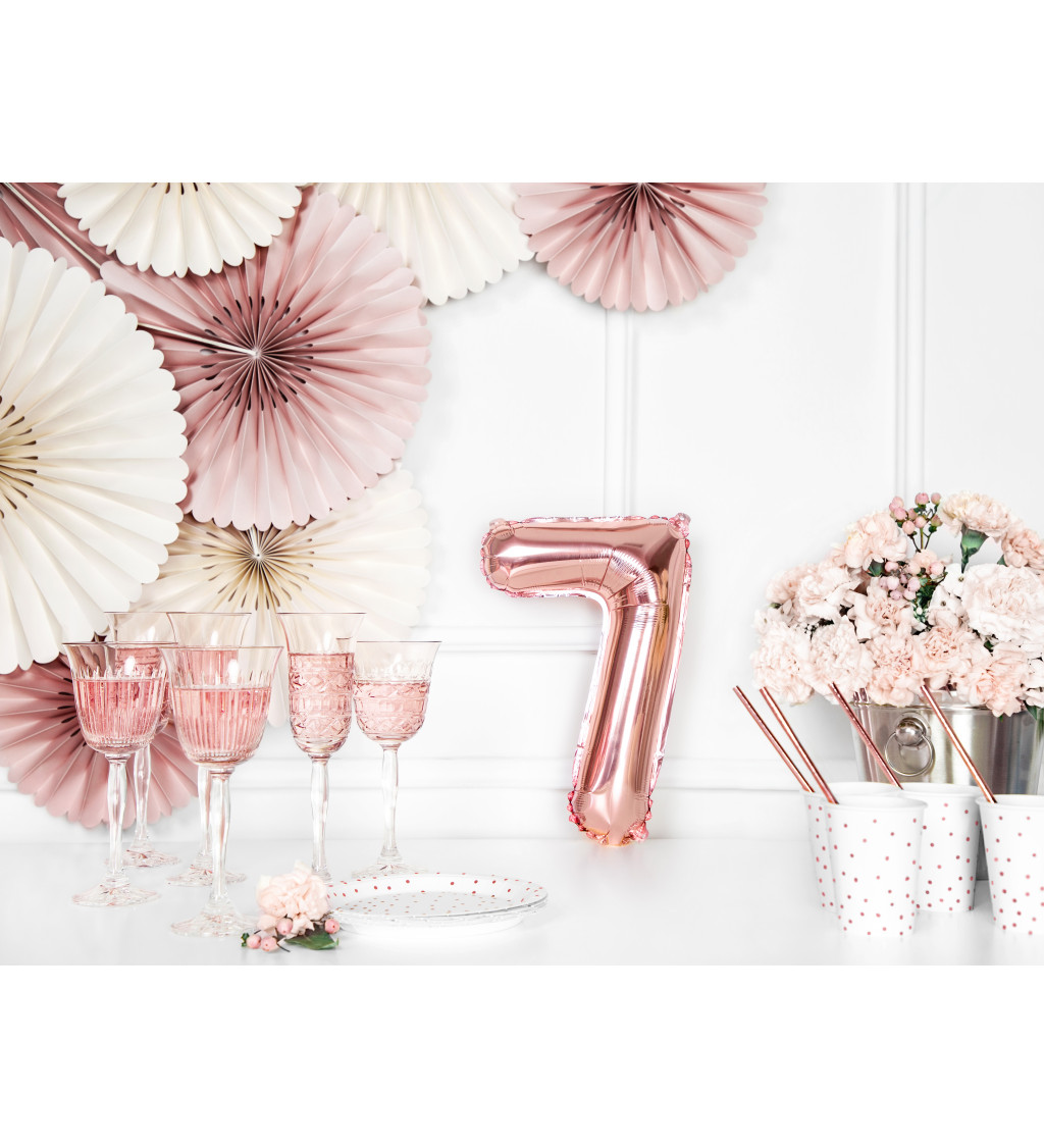 Fóliový balónik číslo 7, ružovo-zlatý, 35cm