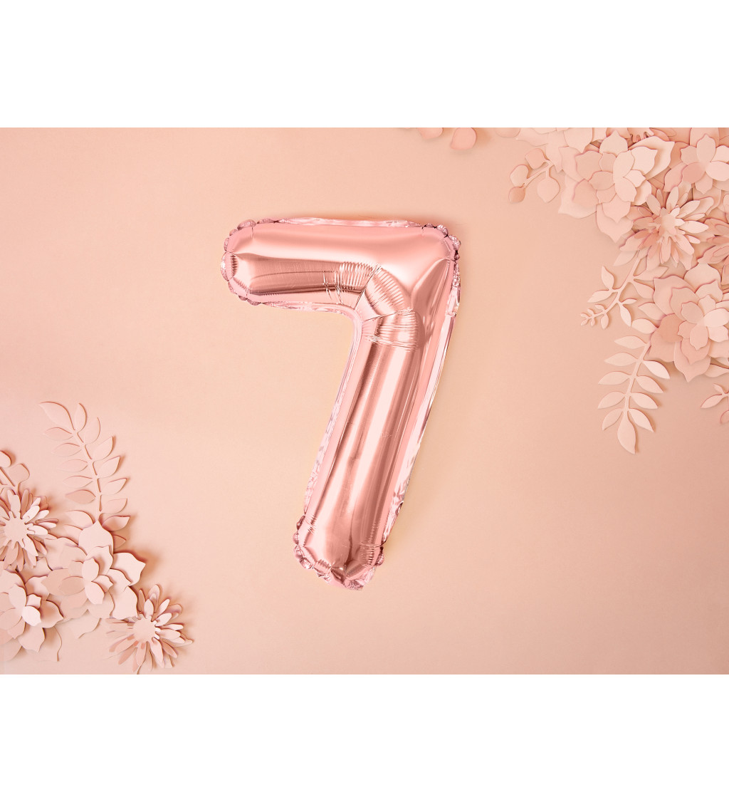 Fóliový balónik číslo 7, ružovo-zlatý, 35cm