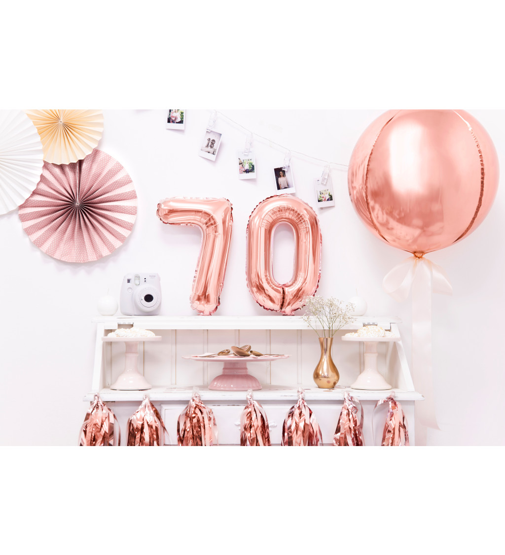 Fóliový balónik číslo 7, ružovo-zlatý, 35cm