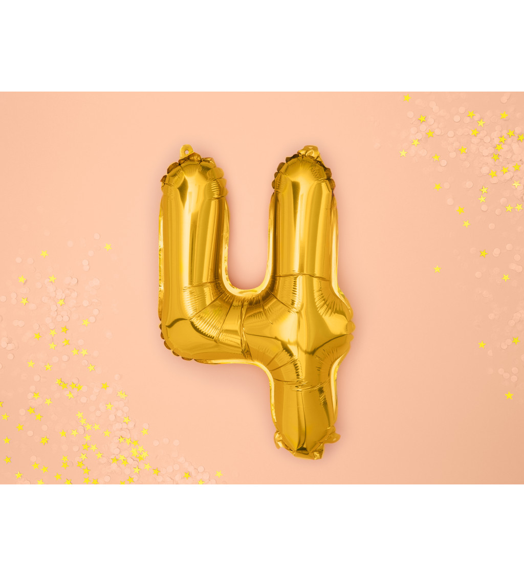 Fóliový balónik číslo 4, zlatý