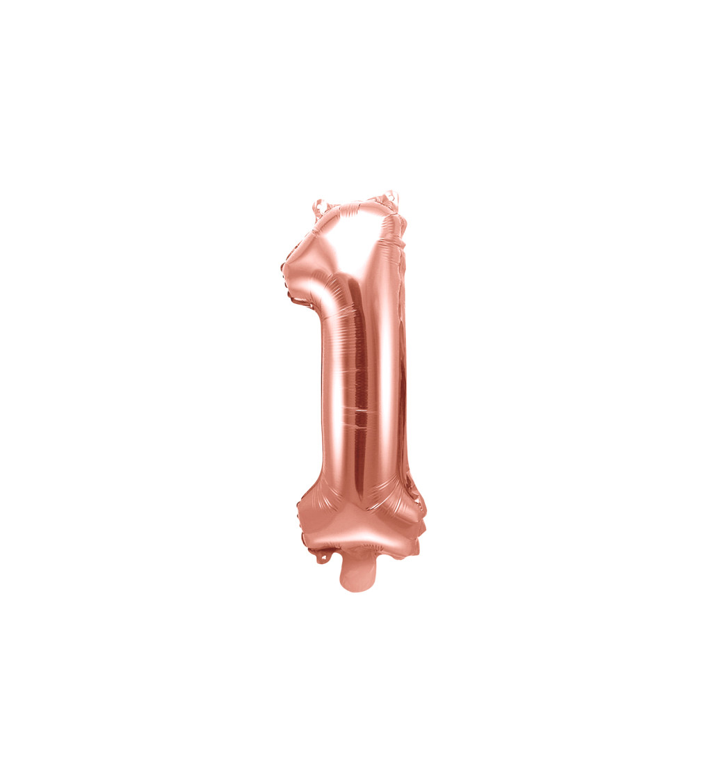 Fóliový balónik číslo 1, ružovo-zlatý, 35cm