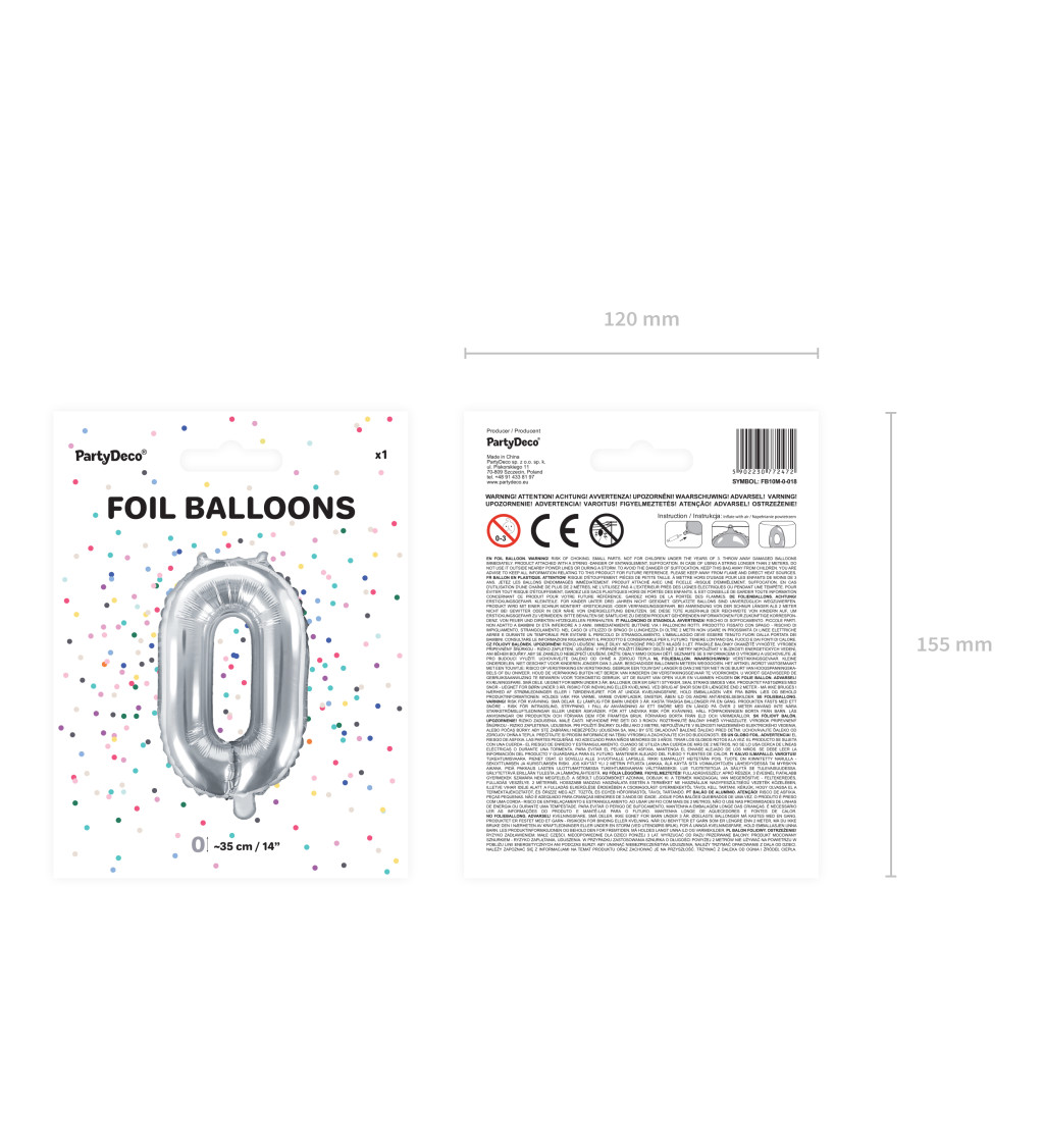 Malá čislica 0 - strieborný balón