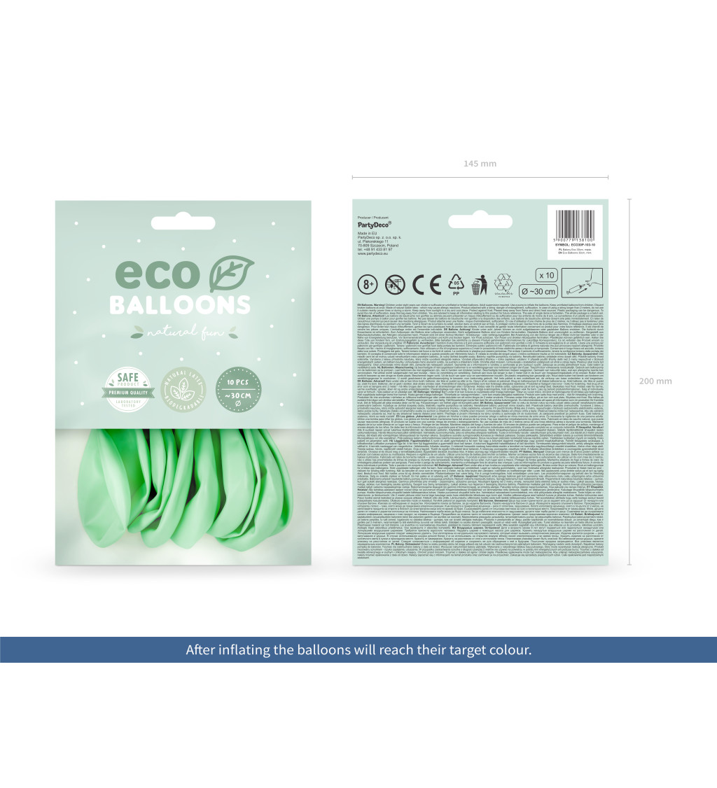 Latexové balóniky eco pastelové mentolové 10 ks