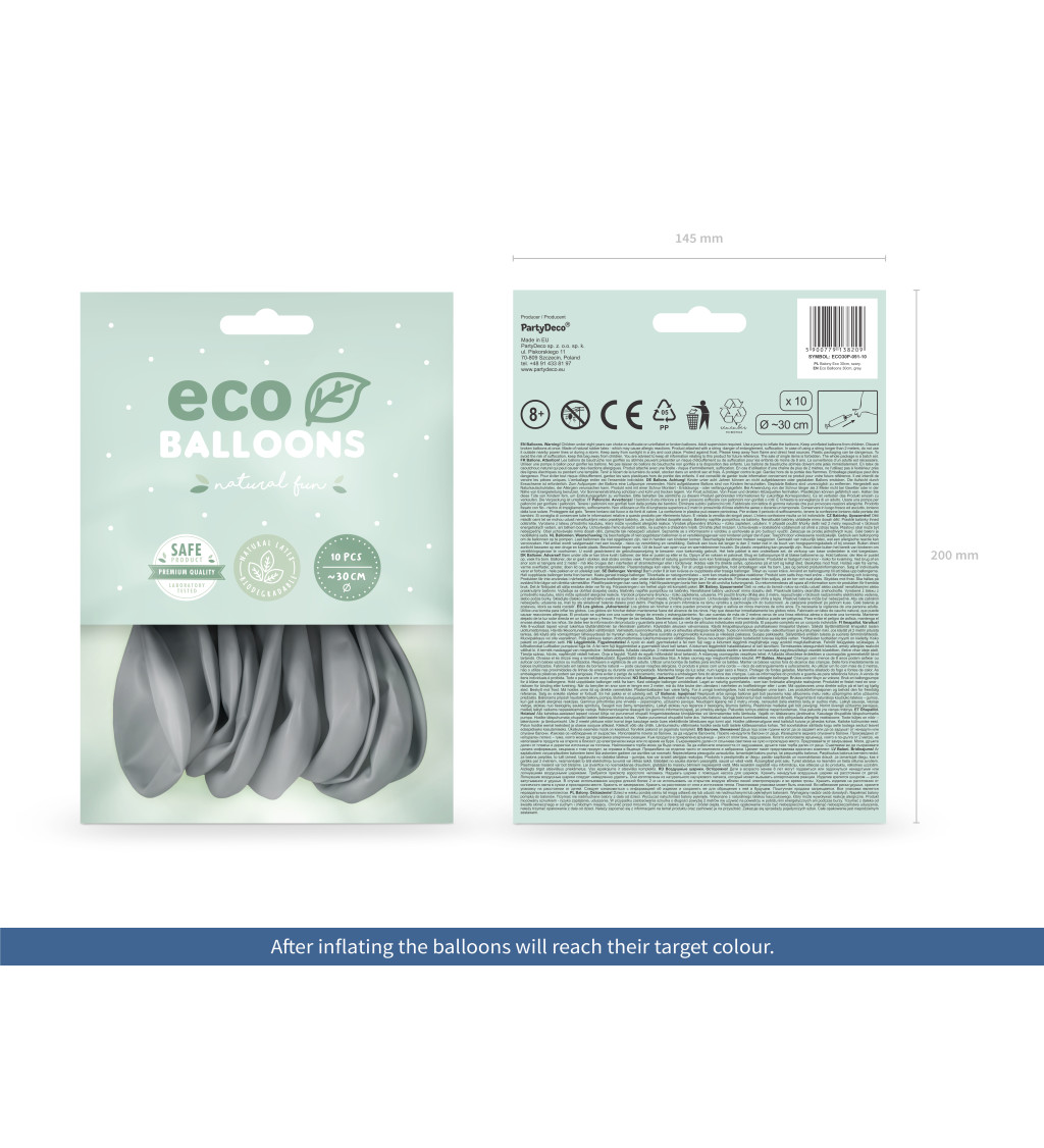 Latexové balóniky eco pastelové sivé 10 ks