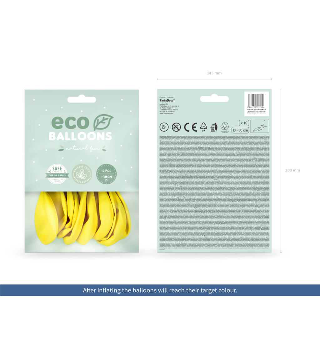 Latexové balóniky eco pastelové tmavožlté 10 ks