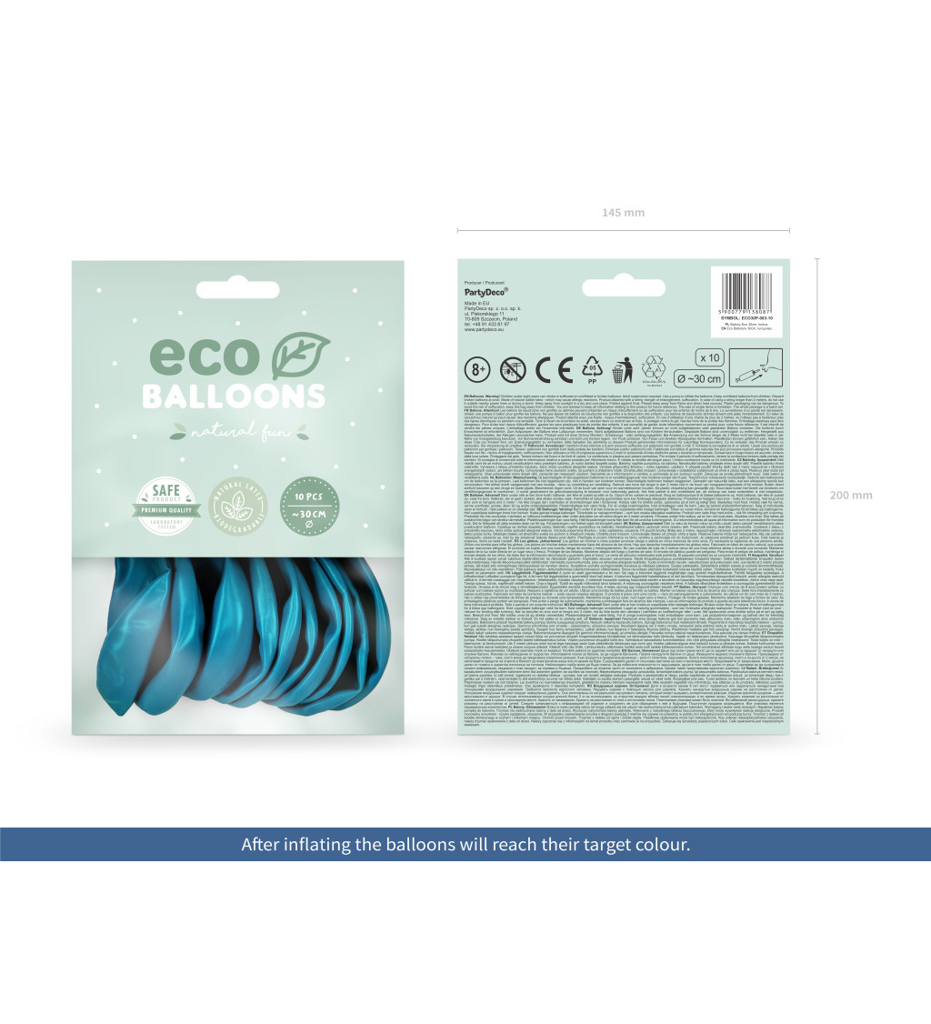 Latexové balóniky eco pastelové tyrkysové 10 ks