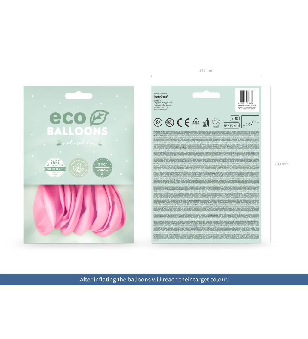 Latexové balóniky eco pastelové ružové 30 cm 10 ks