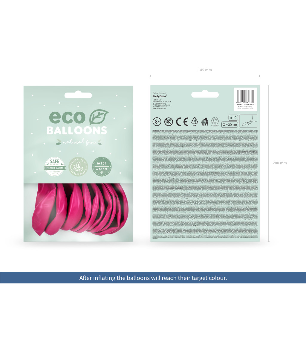 Latexové balóniky eco pastelové fuchsia 30 cm, 10 ks