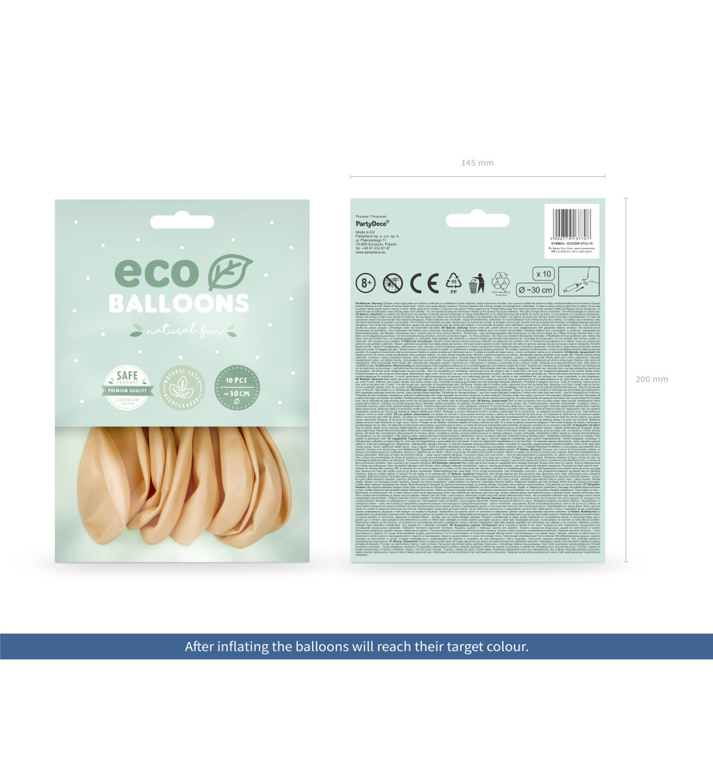 Latexové balóniky eco pastelové broskyňové 30 cm 10 ks