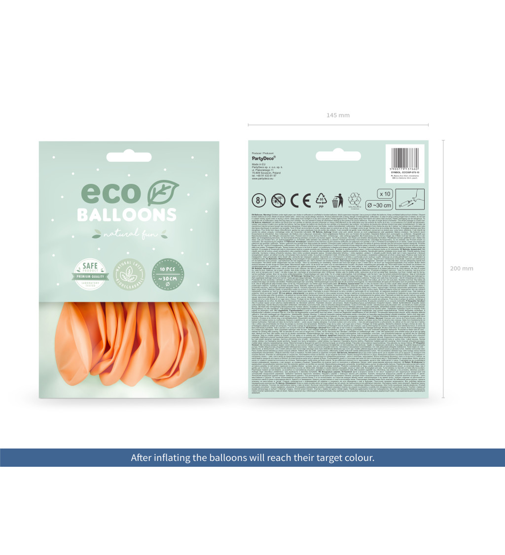 Latexové balóniky eco pastelové broskyňové 10 ks