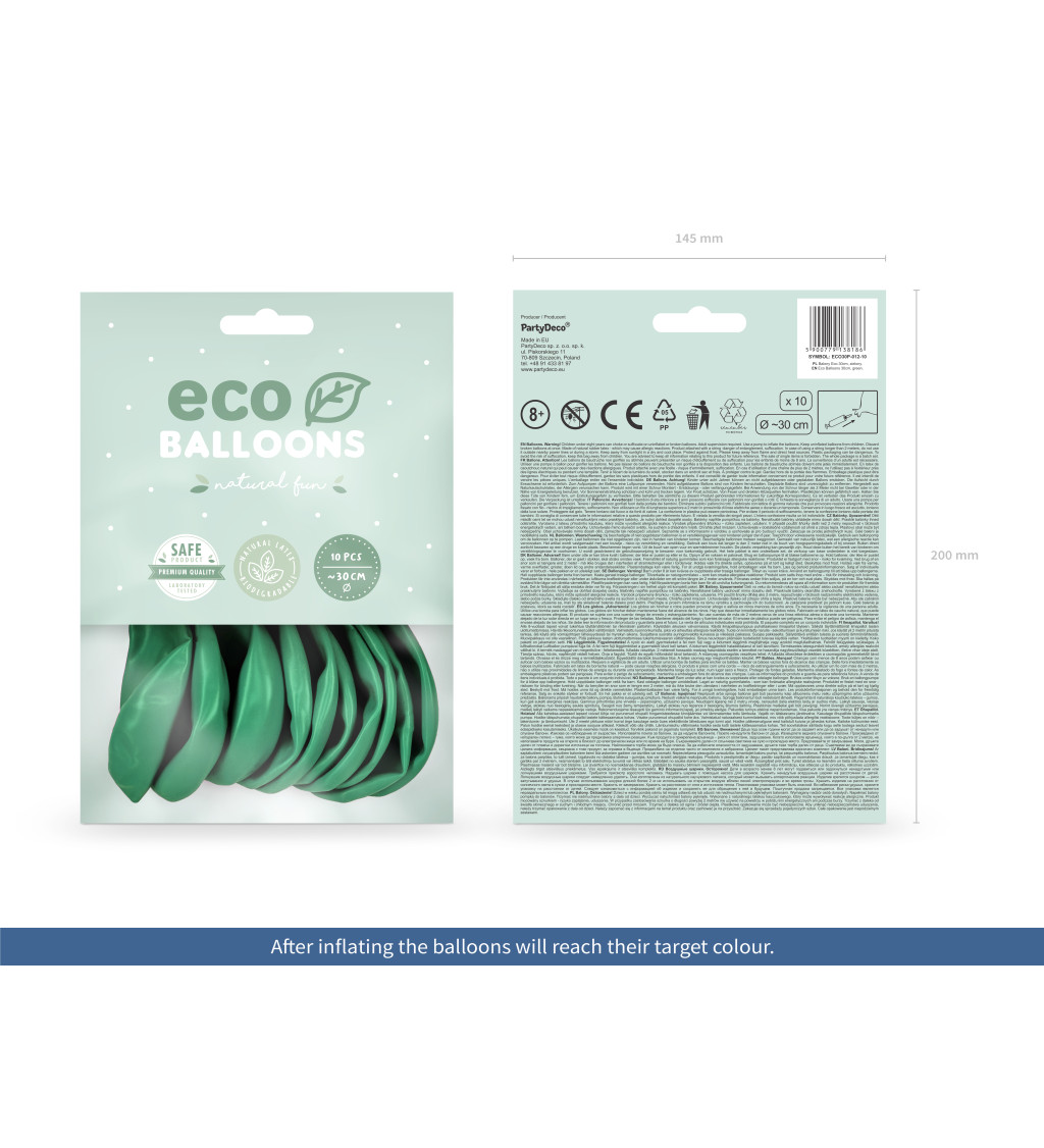 Latexové balóniky eco pastelové zelené 30 cm 10 ks